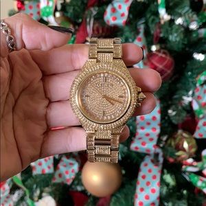 Gold Michael Kors pave diamond watch